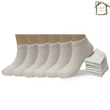 New Lot 6 12 Packs Ankle Socks Cotton Mens Womens Low Cut Size 9-11 10-13 White