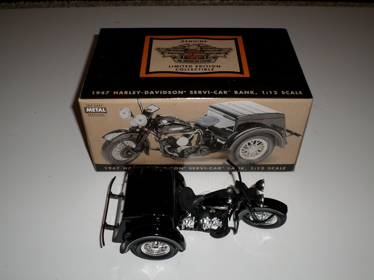 NEW 1947 Harley Davidson Servi-Car Die Cast Bank 1:12 Scale Model