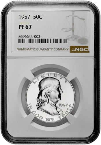 1957 50C Proof Silver Franklin Half Dollar NGC Graded PF 67