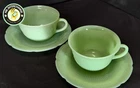 Fire King Alice Cup & Saucer Set Lot 2 Ribbed Saucers Vintage Milk Glass