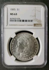 1885 $1 Morgan Silver Dollar NGC MS63