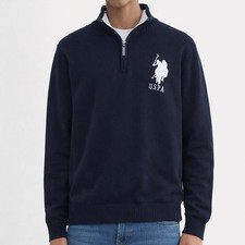 U.S. Polo ASSN Mens Knit Quarter Zip Dark Nav...