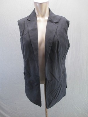 2b Bebe Size L Womens Blk Cotton Blend Sleeveless Collared Open Casual Vest 204