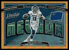 2022 Panini Prestige #SG-6 Carson Strong Seasons Greetings Orange #/75