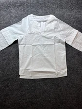 Harshman Callet Blouse White M | Cotton Long Sleeve Popover Top Minimalist Chic