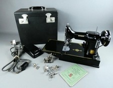 Vintage Singer Featherweight 221K Sewing Machine with Case & Accessories working