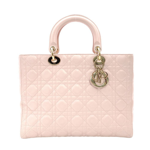 Dior Lady Dior Hand Bag Large Leather Authentic 101022