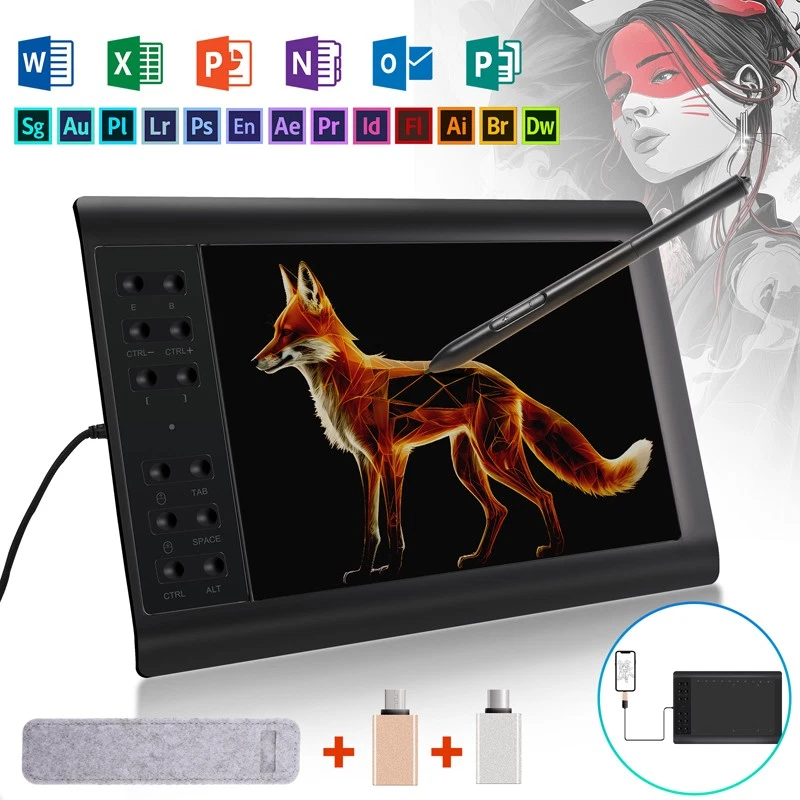 14x9 Inch Digital Drawing Tablet Hd Screen Graphics Tablet With Battery-free Pen - Image 4 of 4