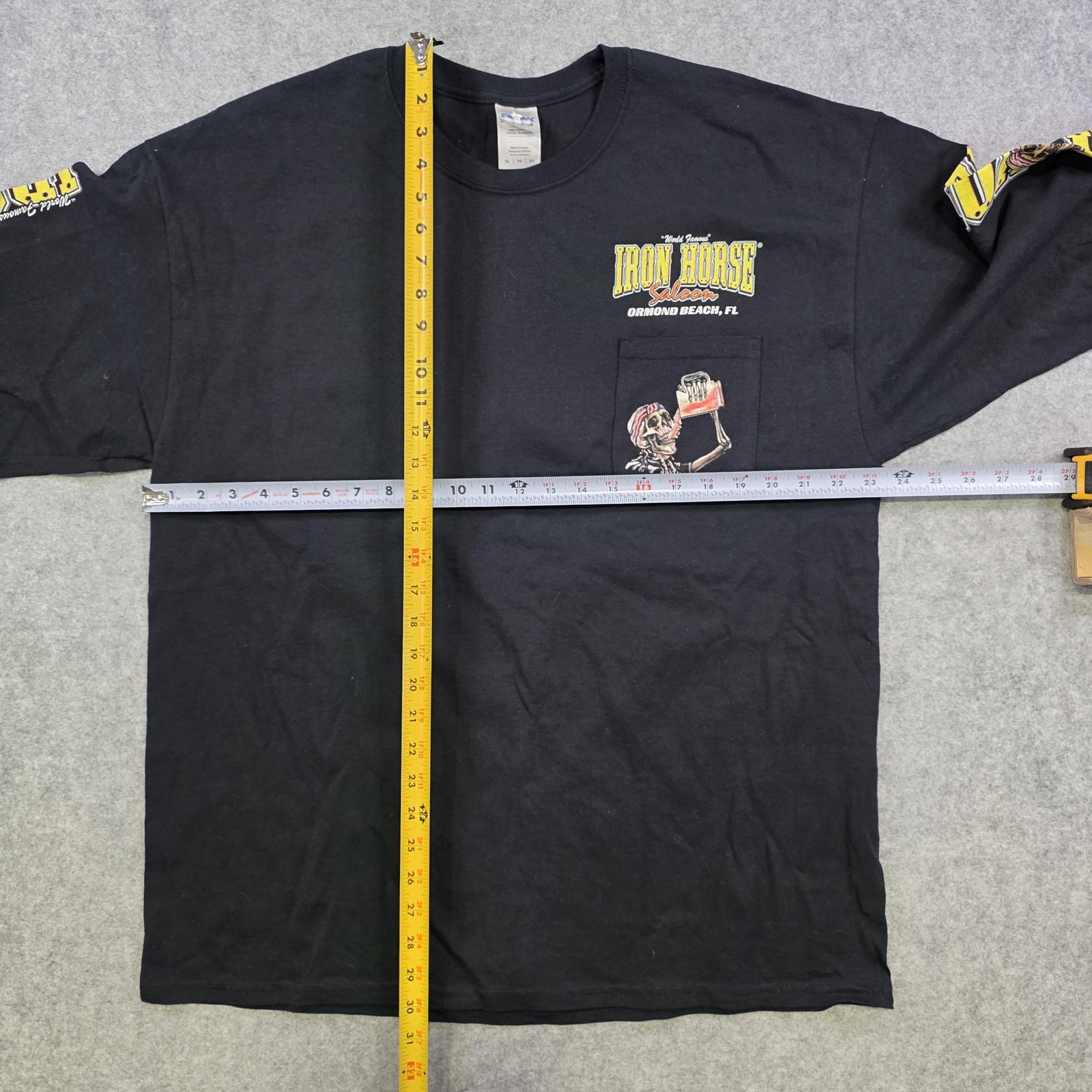 Iron Horse Saloon T Shirt Mens XL Motorcycle Black Long Sleeve Pocket Biker Bar