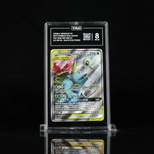 Celebi & Venusaur GX SM167 Sun&Moon Promo TAG 8 PSA 8