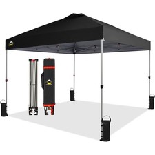 CS-RM100H-BK-2P CROWN SHADES 10'x10' Recreational Canopy, Black Used 