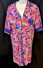 Vintage Victoria s Secret M/L robe purple red floral 100 cotton gold Label