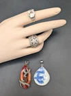 Vintage Sterling Silver Jewelry Mixed Lot 45.74 Grams Pendants Rings Wearable