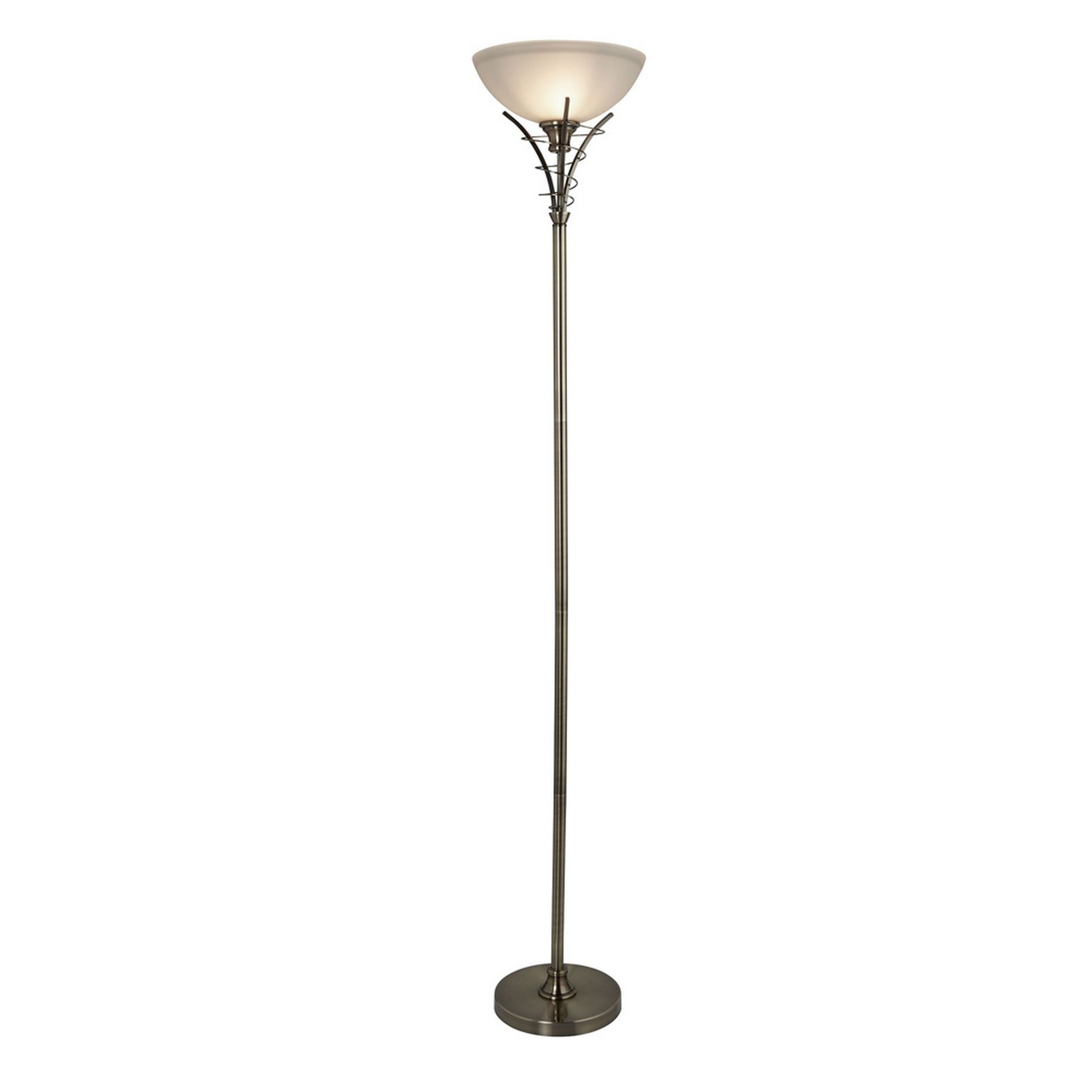 Antique Brass Finish Twist Centre Floor Lamp Light with Acid Dome Glass Shade