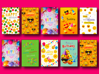 Geburtstagskarten GlüCkwunschkarten Geburtstag Birthday Smiley Umschlag 10Er Set
