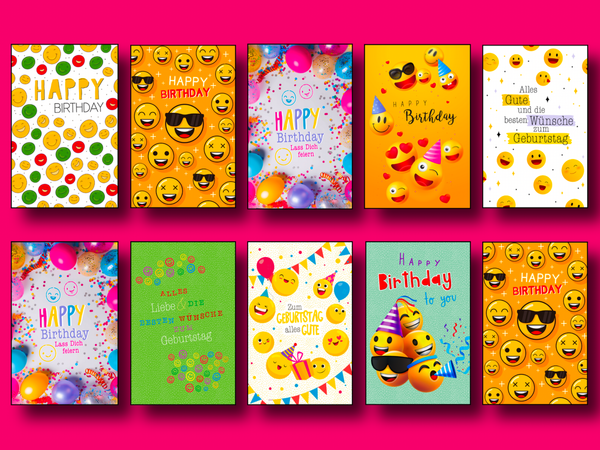 Geburtstagskarten GlüCkwunschkarten Geburtstag Birthday Smiley Umschlag 10Er Set-image