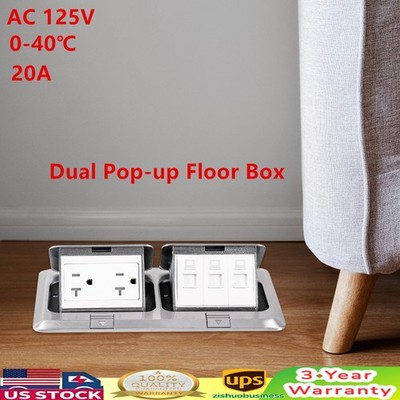 Floor Electrical Outlet Dual Pop Up Floor Outlet Box Multiple Sockets Ac 125v