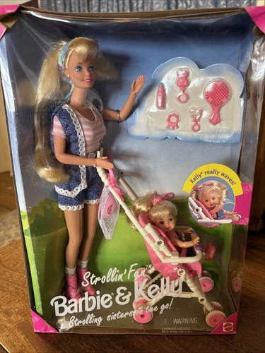 Vintage 1995 Barbie & Kelly Doll STROLLIN' FUN Play Set Mattel Sisters NRFB