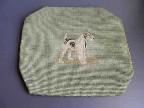 Antique Wool w/Velvet Backing Needlepoint Childs Chair Pad Panel Cover Cushion