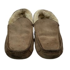 Ugg Size 11 Slipper Ascot Tan Brown Suede Leather Shearling Lining Slip On Men  s