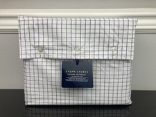Ralph Lauren Organic Tattersall Duvet Cover 100 Cotton Navy White Full/Queen