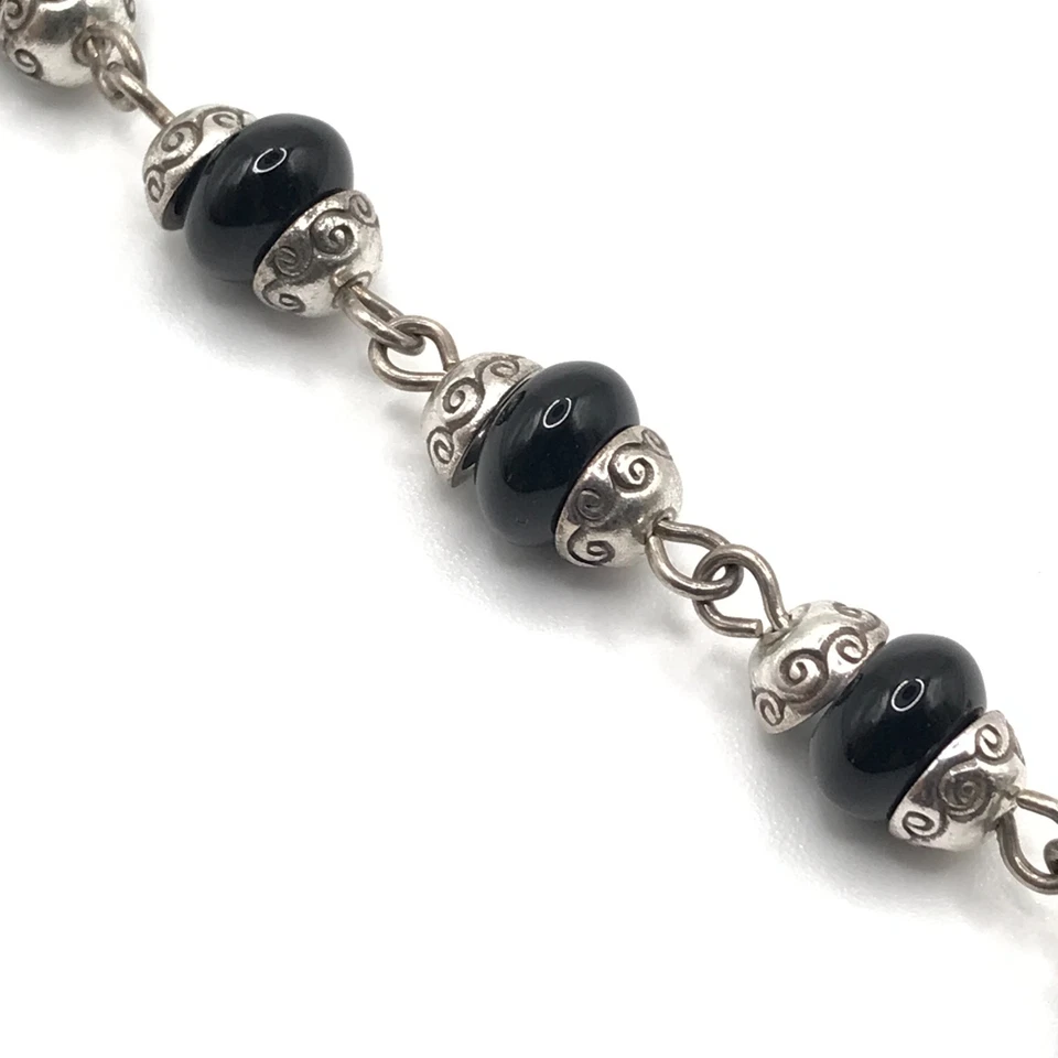 Pulsera de eslabones Brighton cuentas negras y dije cierre de palanca estilo suroeste 7,5" Foto 4 de 4