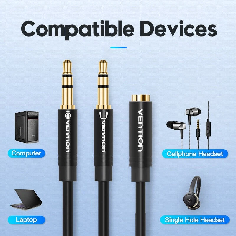 3.5mm Audio Adapter Cable Separate Audio Micphone for PS4 5 Xbox Tablet Phone PC - Image 3 of 4