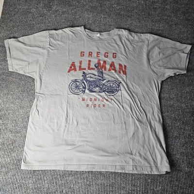 Vintage Gregg Allman Shirt Mens 3XL Gray Midnight Rider Motorcycle Lyrics Tee