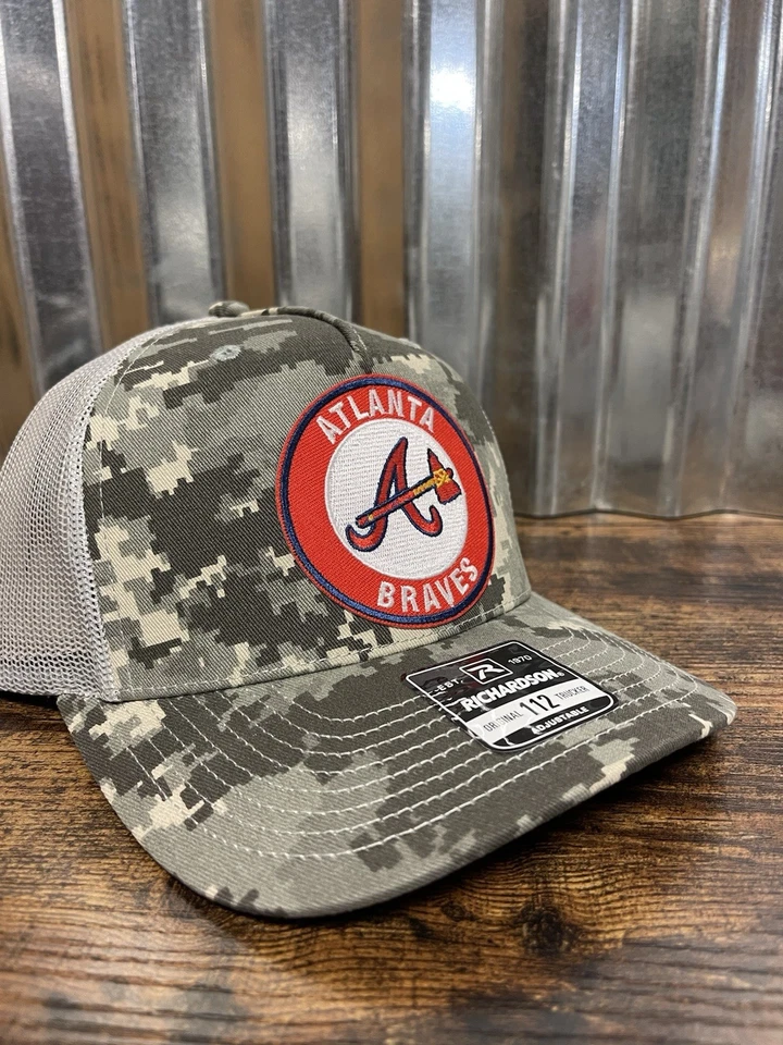 Atlanta Braves Custom Trucker Hat Cap Digital Camo Logo Custom Made - Image 4 of 4
