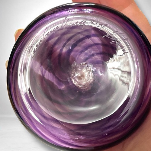 Vintage 1997 Signed Rogers Glass Works K. Rogers Purple Single Stem Bud Vase - Picture 7 of 8
