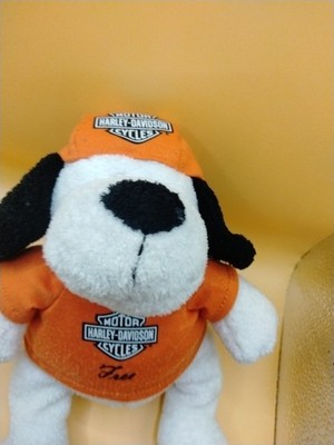 Vintage Harley Davidson 2004 Plush Dog With Orange Tshirt And Cap