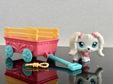 Littlest Pet Shop Maltese Dog 65 & Waggon Portable Pets Accessories Red Magnet 