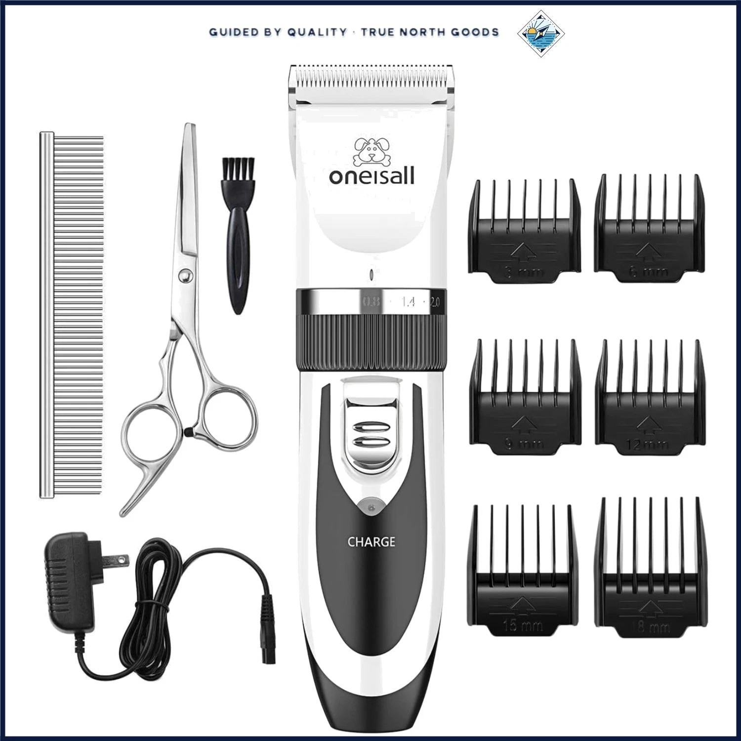 Dog Clipper Set with Detachable Blades and Rechargeable Battery for Grooming