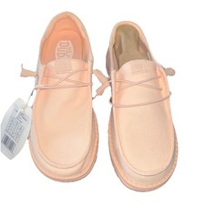 Hey Dude Women Size 8 Wendy Funk Mono Canvas All Blush Peach Slip-On Casual Shoe