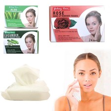 24 X Makeup Remover Cleansing Facial Towelettes Wipes Face Tissues Aloe Vera