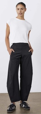 Ruti Womens Work Pants Black Size 6 On The Loose Barrel Leg Ankle Elastic Waist
