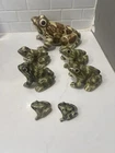 Lot (7) Vintage Antique Brush McCoy Painted Pottery Frogs 8” to 2” Read !