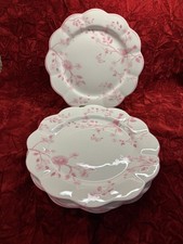 Grace Teaware Pink Floral Birds Butterfly Set Of 4  - 10 3/4” Dinner  Plates New