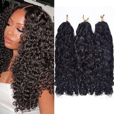 Deep Wave Crochet Human Hair Bermese Curly Feather Hair Extensions Pre-Separated