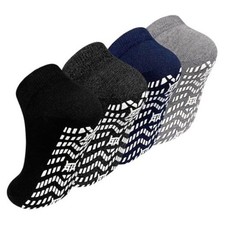 Non-Slip Grip Socks for Men: Grippy Non Skid Socks for 11-13 Mix-4pairs