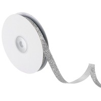 Glitzerband, 25 Yards X 3/8 Zoll Silbernes Glitzerndes Polyester-Metallic-Band