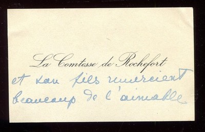 business card Madame la Comtesse De Rochefort