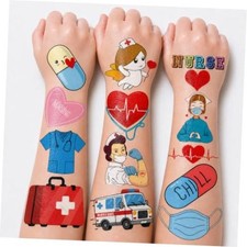 96 PCS Funny Nurse Temporary Tattoos - Cute Medical Healthcare Stickers