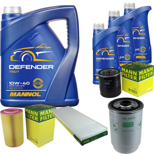 Mann Inspektionspaket 8L Mannol Defender 10W-40 FüR Peugeot Boxer Kasten 2.5 TDI-image