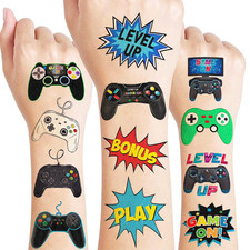 96 PCS Game Pre-Cut Temporary Tattoos Themed for Kids Birthday Party Decorations