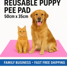 Pink Reusable Puppy Pee Pad 50x35cm – Washable, Super Absorbent – Pink –