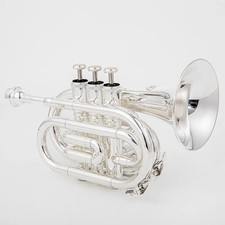 Bach Mini Pocket Trumpet Bb Flat Brass W/ Mouthpiece Gloves Cleaning Cloth Case