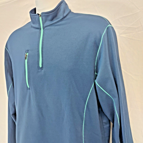 Men's Peter Millar 4e Warmth 1/4 Zip Golf Sweater Large Blue Teal Fleece Logo - Picture 4 of 9