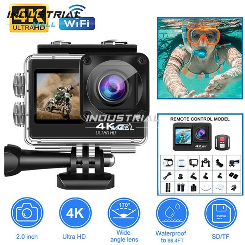 4K HD Action Camera Dual Screen Remote Control WIFI Sport DV Waterproof Camera - Picture 2 of 27