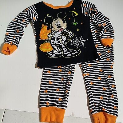 Mickey Mouse Toddler 2T Pajama/Costume Skeleton  Stripe/Black/White/Halloween | eBay